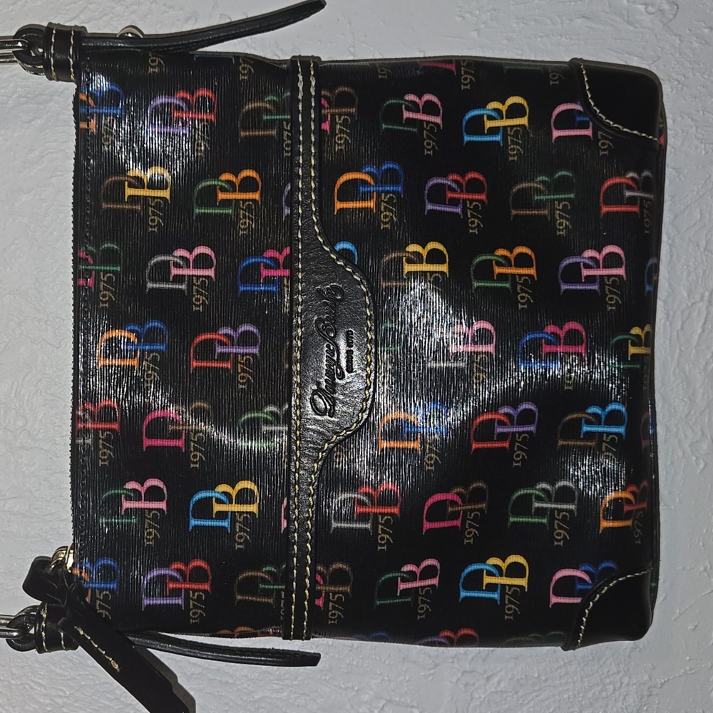 Dooney & Bourke Black Crossbody Bag with Multicolor Logo